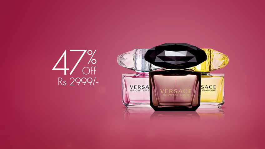 47% off, Rs 2999 only for 1 Original Versace Gift Set including 1 Crystal Noir + 1 Bright Crystal + 1 Yellow Diamond Perfumes for Women – FREE DELIVERY.