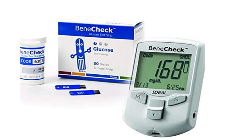 BeneCheck 3 in 1 Multi-Monitoring Meter - Blood Glucose/Total Cholesterol/Uric Acid With Glucose test strip.