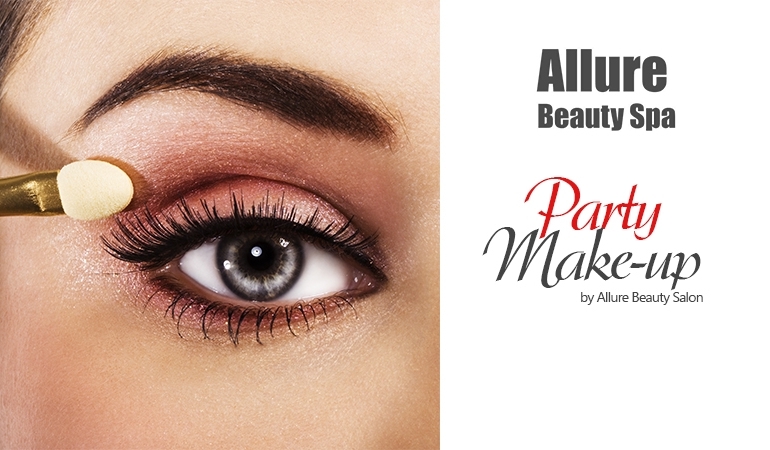 Get Soft & Gorgeous Party Make Up With Stylish Hairstyle + Nail Polish Application + Dupatta setting at Allure Beauty Salon & Spa.