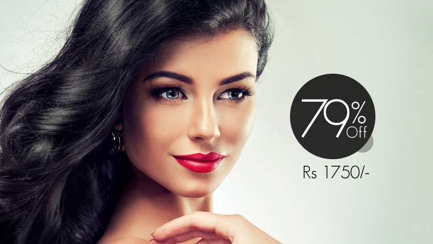 79% OFF, Rs 1750 only for Derma Clear Whitening Facial + Herbal Whitening Face Polisher + Whitening Manicure & Pedicure + Spa Hot Oil Shoulder & Neck Massage + L'Oreal Hair Repair Keratin Treatment or Hair Cut With Blow dry + Threading at Blue Scissor Salon & Studio (Wapda Town & Johar Town)  Lahore.
