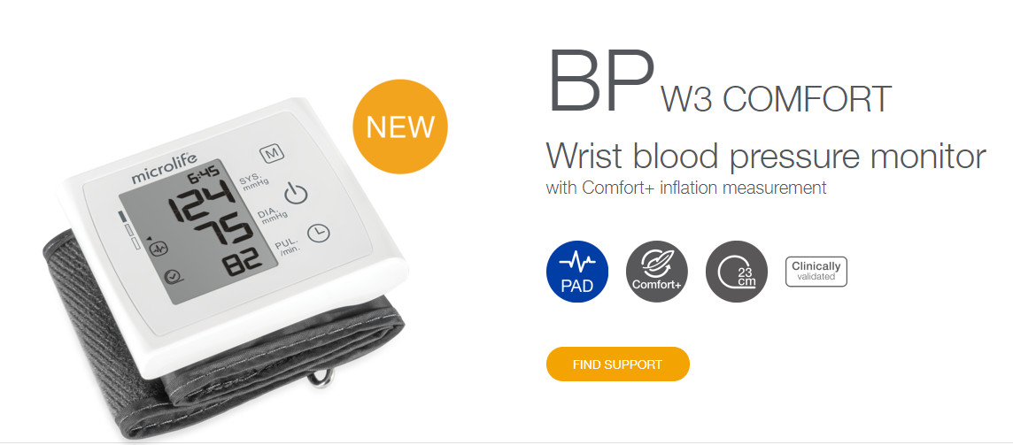 BP W3 COMFORT Wrist blood pressure monitor with Comfort+ inflation measurement with 1 Year Warranty