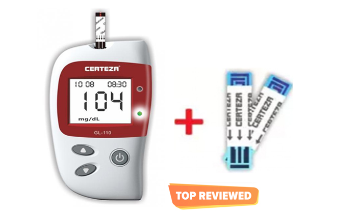 Certeza GL 110 - Blood Glucose Monitor With Free 10 Strips - Glucometer - Sugar meter - Complete kit (White) - Original comes with 1 Year Warranty