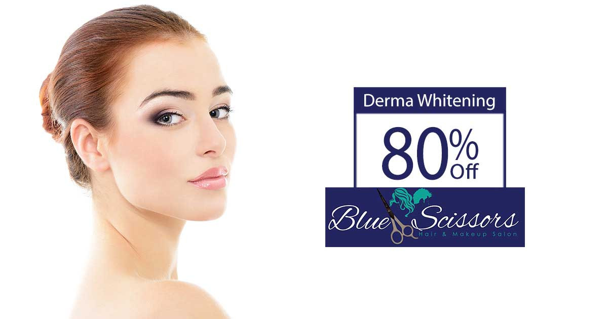 80% off, Rs 1499 only for Derma Whitening Facial + Whitening Face Polish + Deluxe Royal Whitening Manicure + Deluxe Royal Whitening Pedicure  + Full-arms Wax + Hands and Feet Polisher + Hand and Feet Massage + Neck and Shoulders Massage + Threading (Upper Lips and Eyebrows) at Blue Scissor Salon & Studio Wapda Town Lahore.