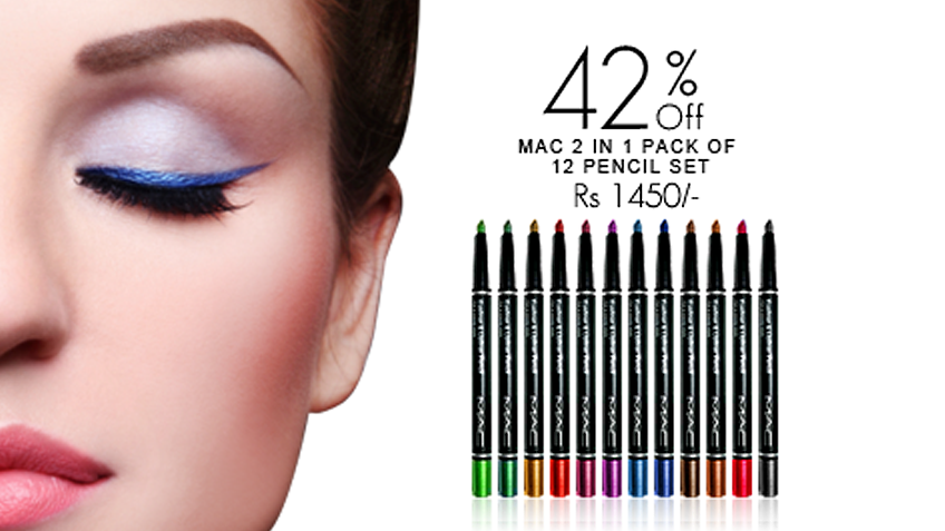 42% off, Rs 1450 only for 1 Pack of 12 color Mac 2 in 1 Eyeliner + Lipliner Pencil (First Copy)