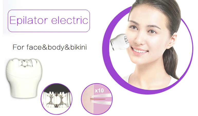 Facial Epilator Rechargeable Cordless! Facial Hair Removal + Facial Cleansing Brush + Pedicure Hard Skin Remover + Massage Roller Lady Shaver