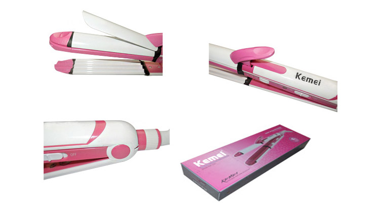 64% off, Rs 2250 only for Kemei KM 1291 Professional 3in1 Hair Straightener Cum Curler And Crimper Iron (cash on delivery).