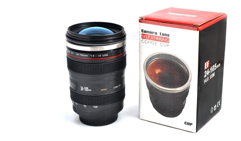 Camera Lens Self-Stirring Mug