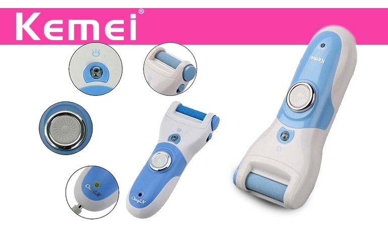 KEMEI KM-2503 Rechargeable Electric Callus Remover Pedicure Foot File with Replaceable Roller
