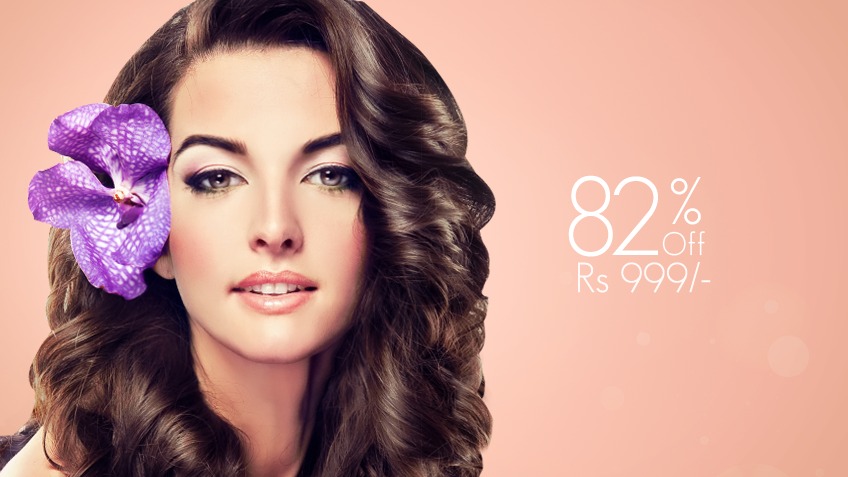 82% off, Rs 999 only for Cutting + Hair wash + Blow dry + Glossing Treatment or Whitening Facial + (Eye Brows + Upper Lips) by Saba Salon Gulberg 2, Lahore.